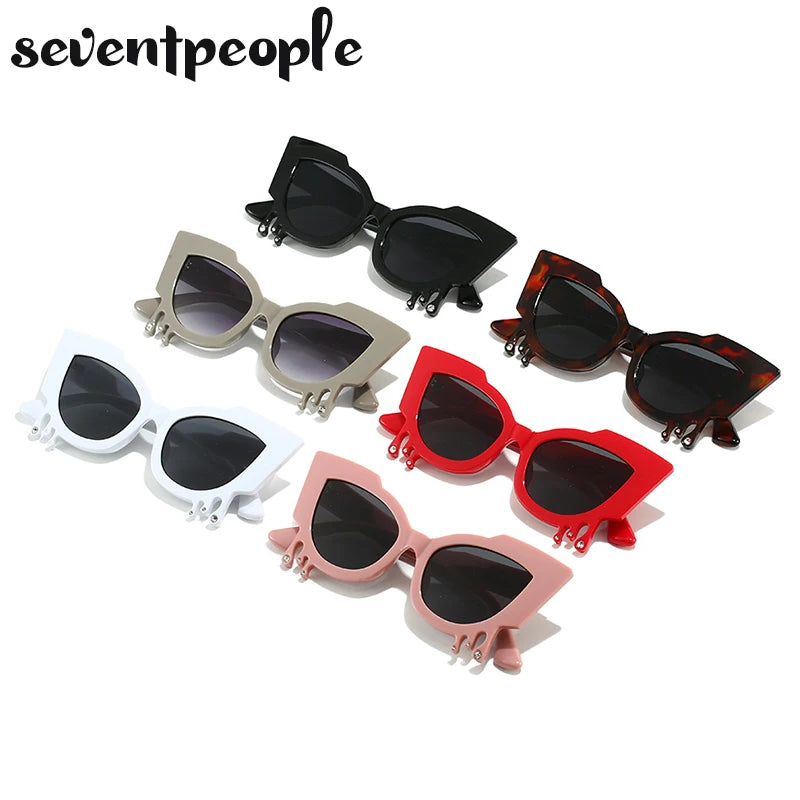 2024 Luxury Designer Cat Eye Sunglasses for Women - Rhinestone Tear Sun Glasses, Sexy Cateye Shades Eyewear