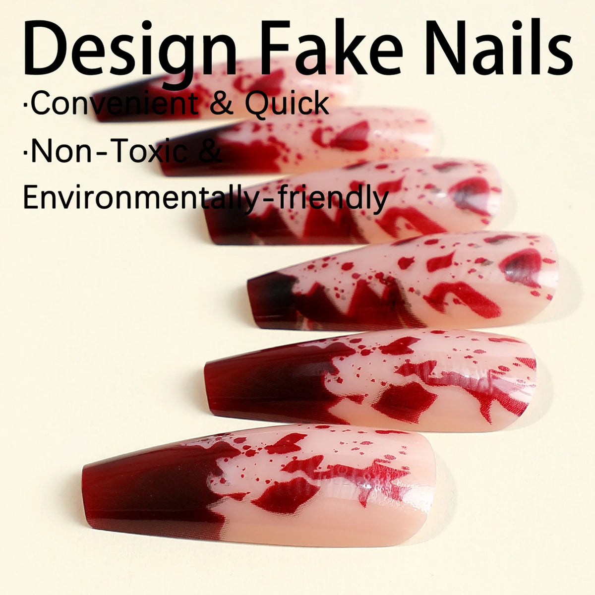 24pcs Halloween Blood Drops Gradient Press-On Nails - Super Long Ballerina Shape, Finished Manicure Art