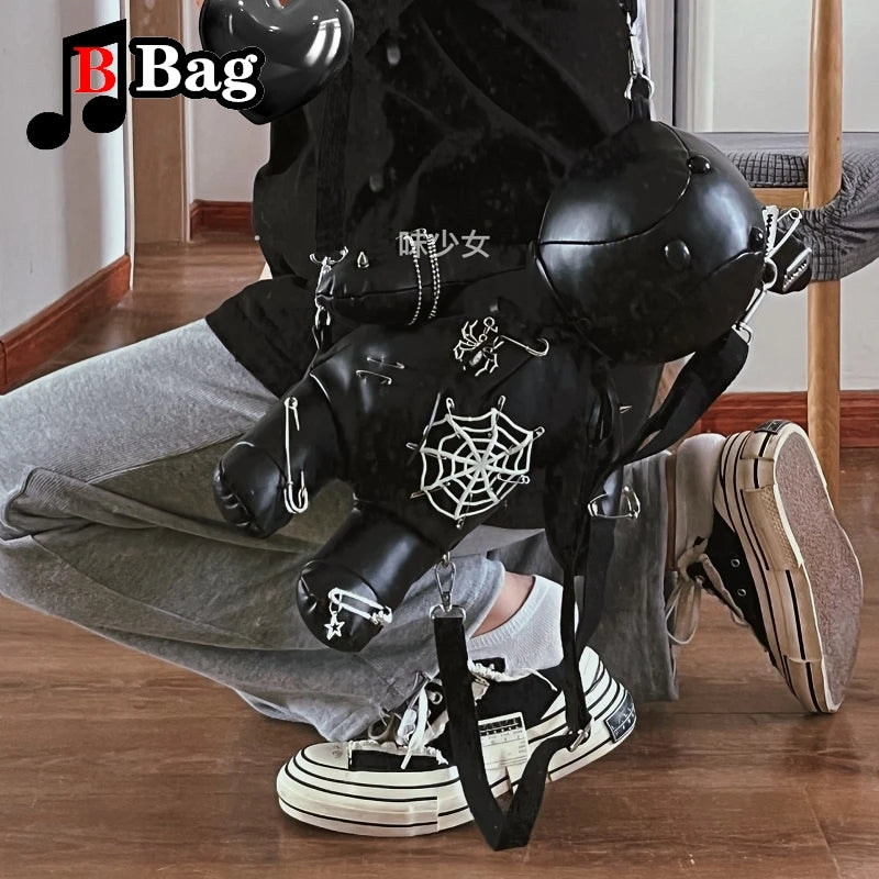 Dark Punk Goth Rabbit Cobweb Novelty Fashion Backpack