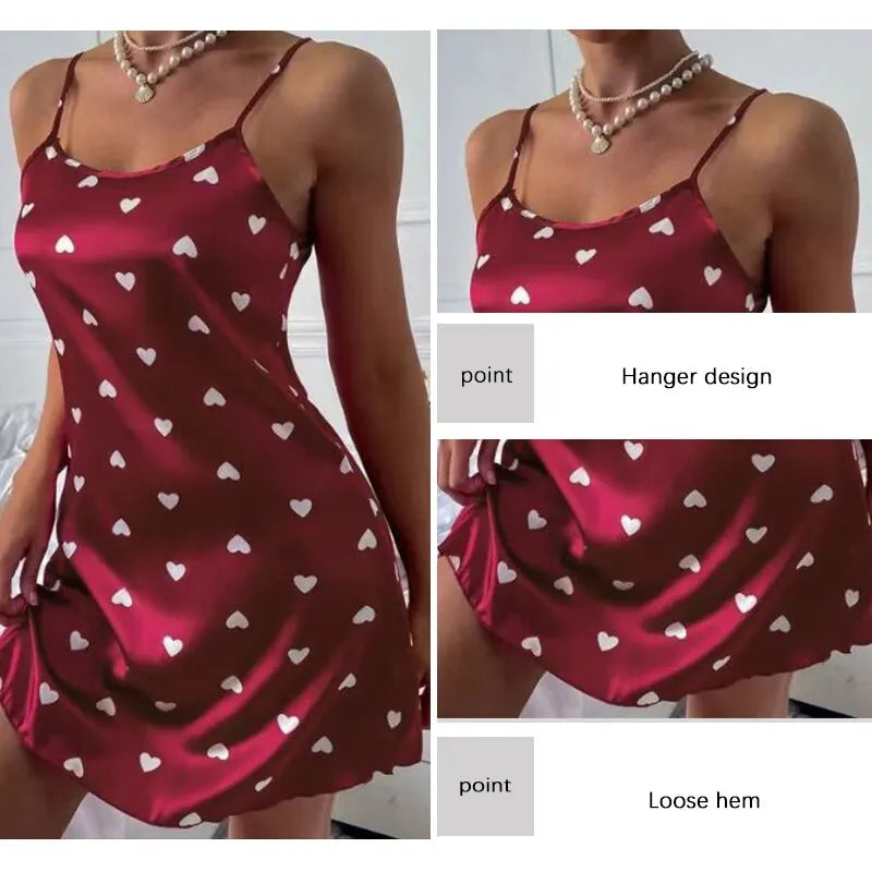 Summer Women Fashion Lace Sexy Sleeveless U-Neck Spaghetti Strap Lingerie Sain Sleepwear Comfortable Nightwear Home Clothes