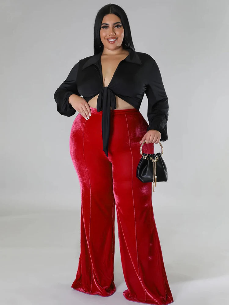 Elegant Winter Velvet Pants – Plus Size Women’s Thick Straight Casual Trousers