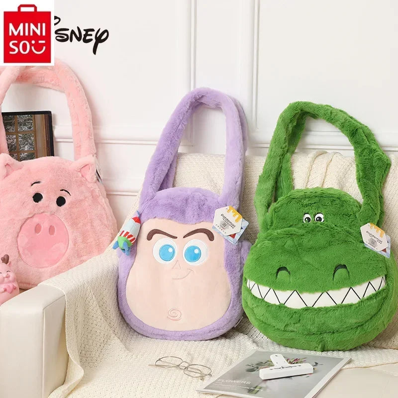 MINISO Disney Pixar Plush Doll Shoulder Bag Women's Fashion Versatile Large Capacity Storage Handbags