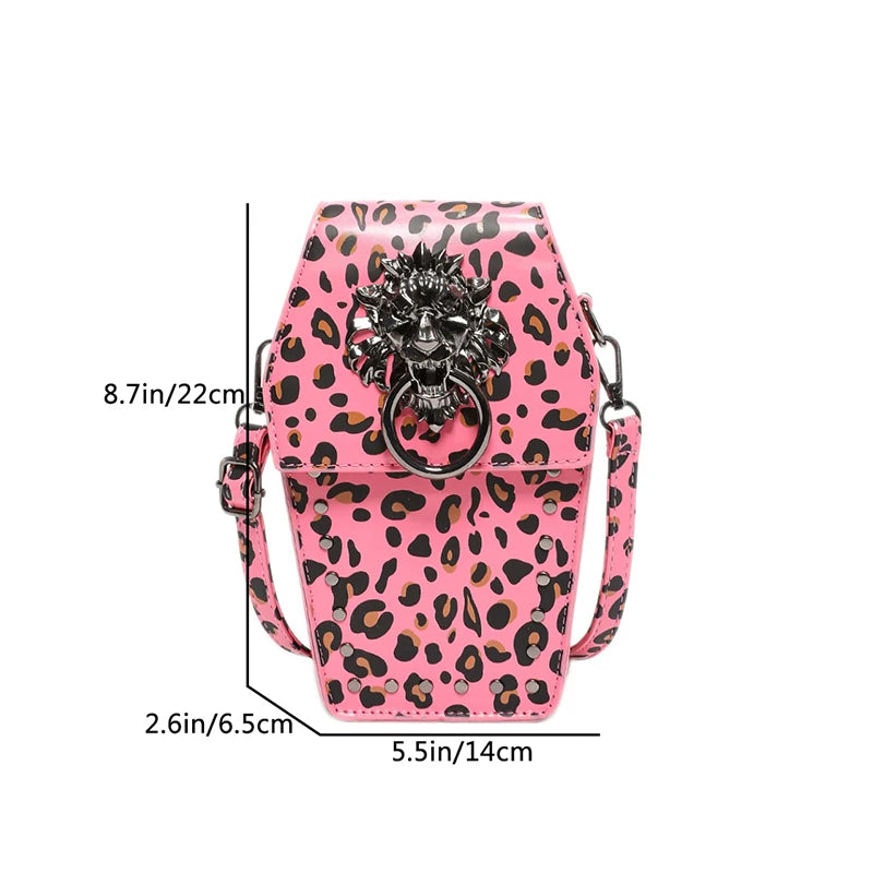 Halloween Leopard Print Bag Women's Crossbody Bag Spooky Sexy Shoulder Satchels Trick ot Treat Handbag Red Evening Clutch