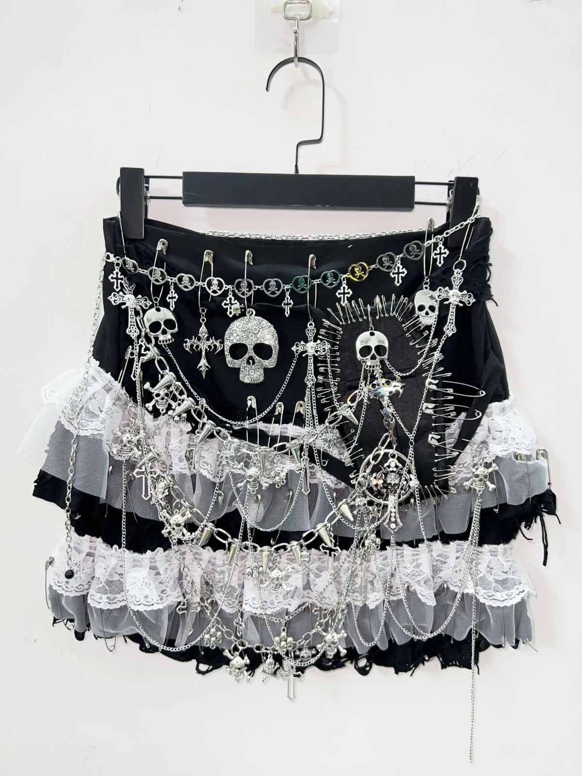 Cross Gothic Skirt | Y2K Fashion Punk Lolita Lace Skull E-Girl Clothes