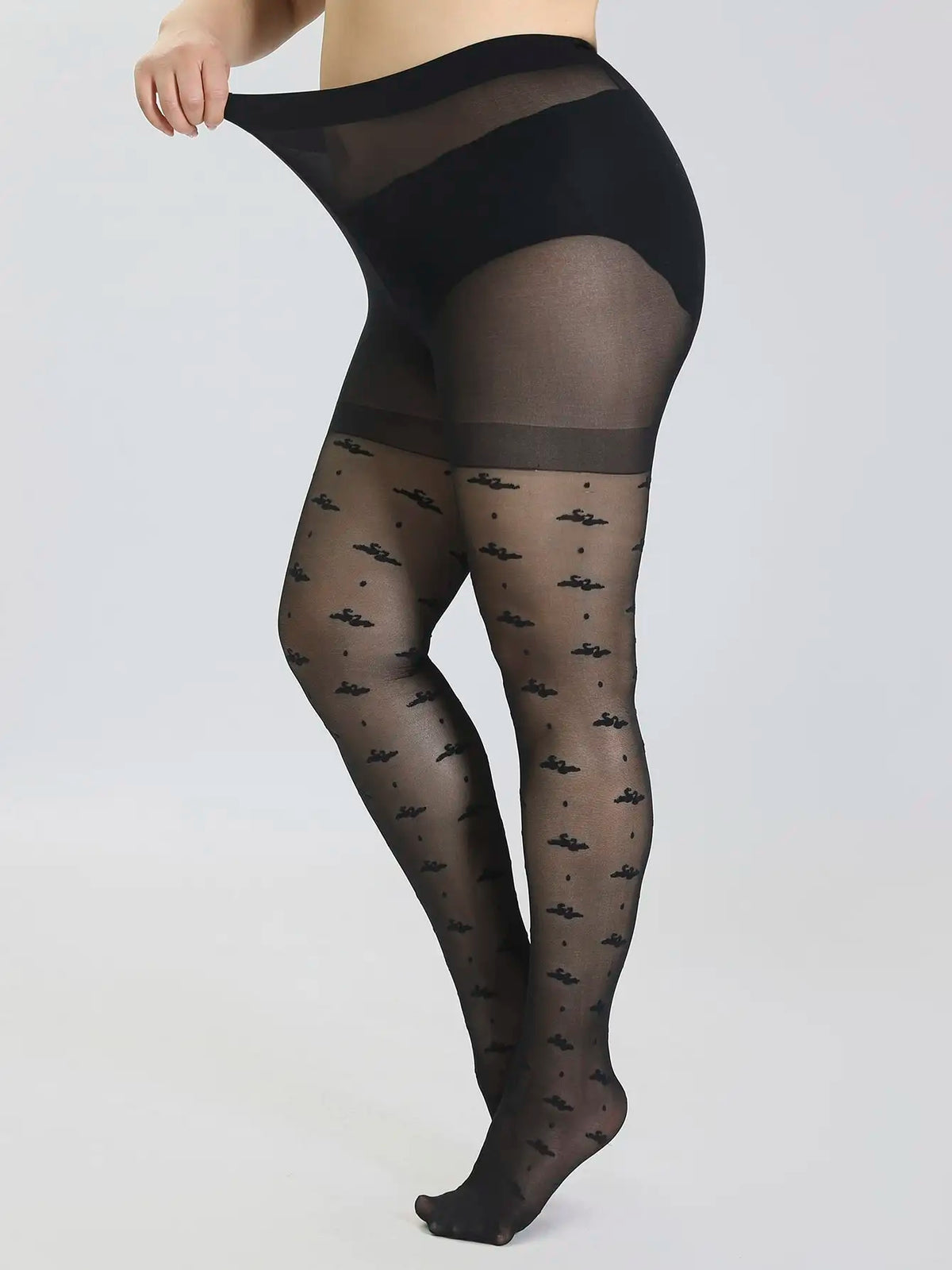 A suit of plus size fashionable ladies slim Elastic plus size swan pantyhose Ultra-Thin sheer Breathable stocking