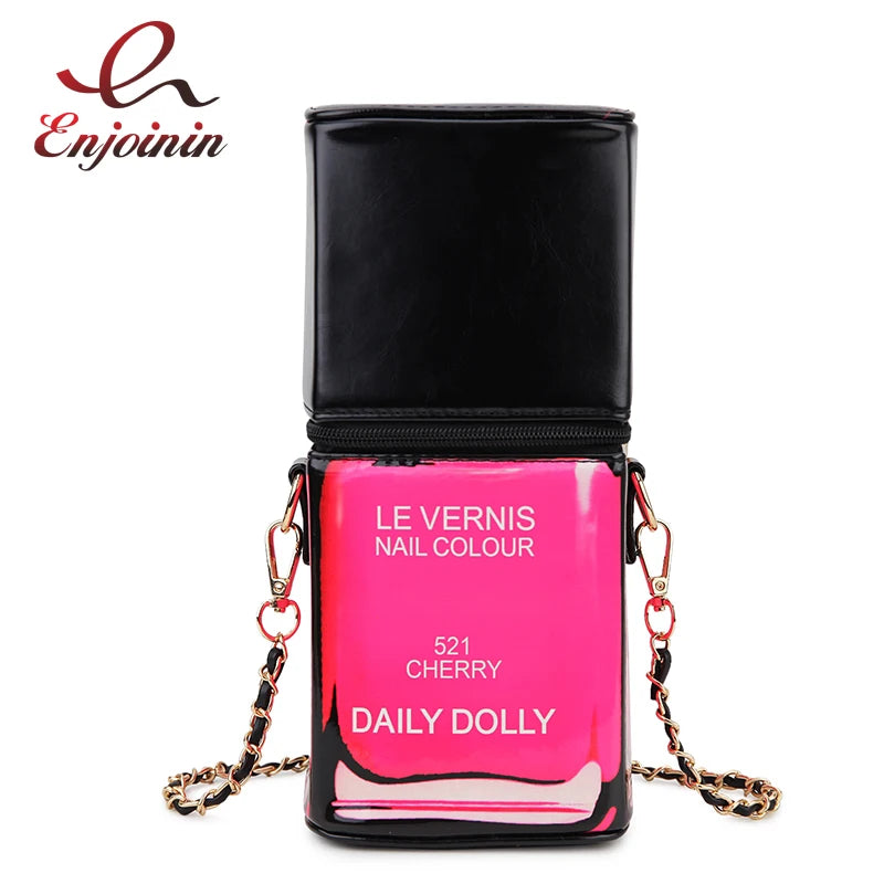 Nail Polish Bottle Shape Purses and Handbags for Women Novelty Crossbody Bags Chain Shoulder Bags Female Designer Cosmetic Bag