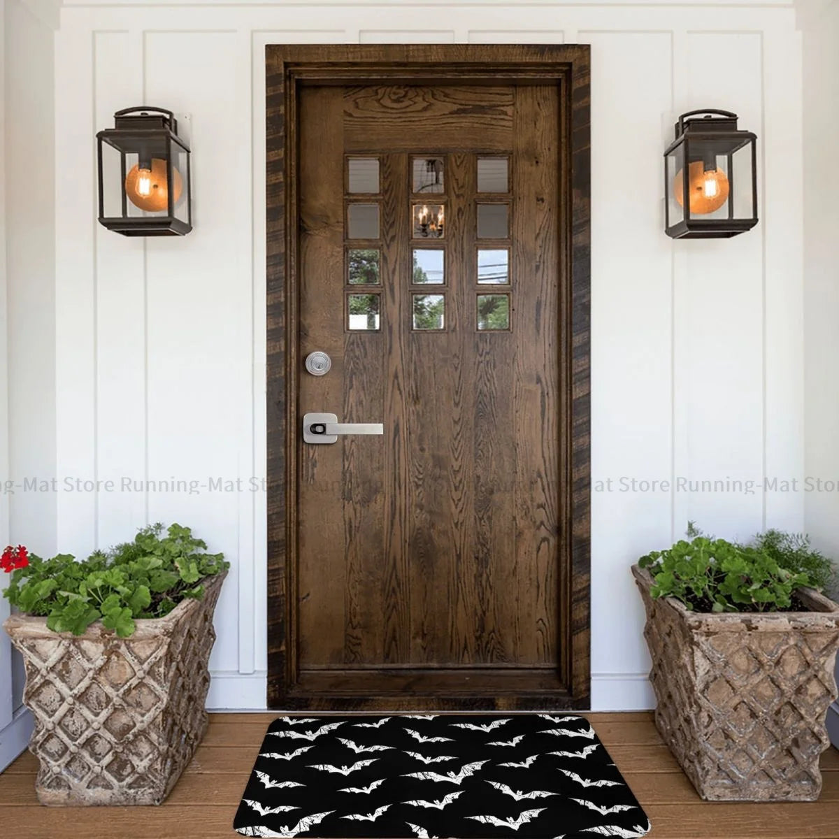 Goth Rock Romance Non-Slip Doormat | Bats Pattern Bath Mat | Hallway Carpet, Entrance Door Rug, Bedroom Decor