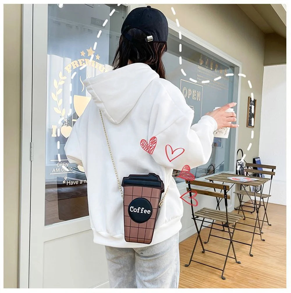 Not Until I Grab My Coffee Novelty Fashion 3D Crossbody Handbag With Chain Strap