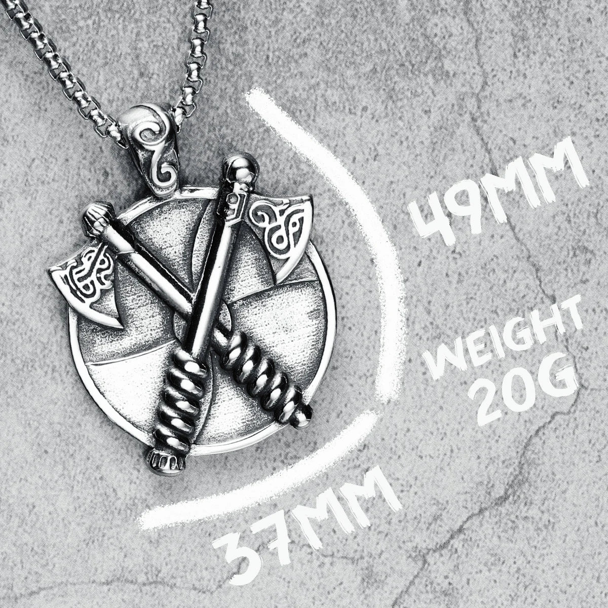 Viking AXE Shield Pendant Men Rock Necklace Stainless Steel Nordic Tomahawk Chain Punk Rap for Boyfriend Male Jewelry Best Gift