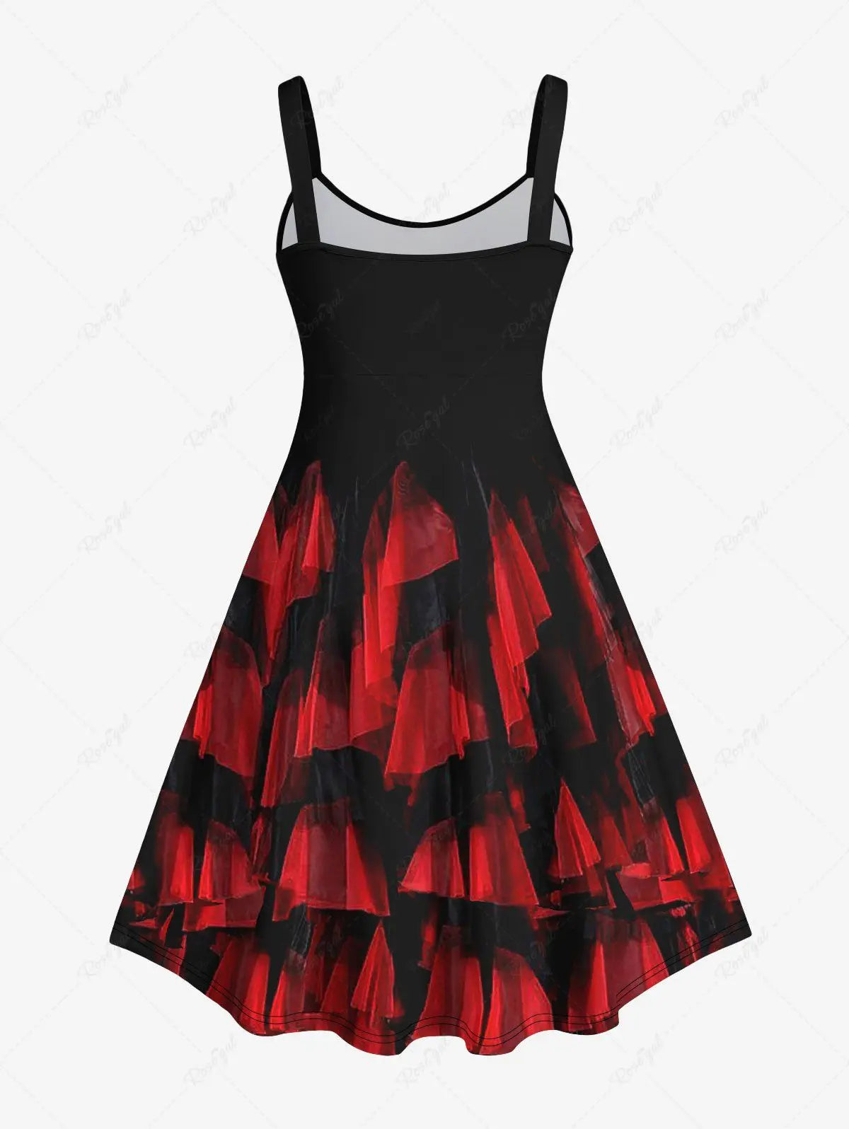 Autumn 2023 New Plus Size Women's Halloween Skeleton Heart Ripped Mesh 3D Printed Daily Casual  Backless Sleeveless Tank Dress