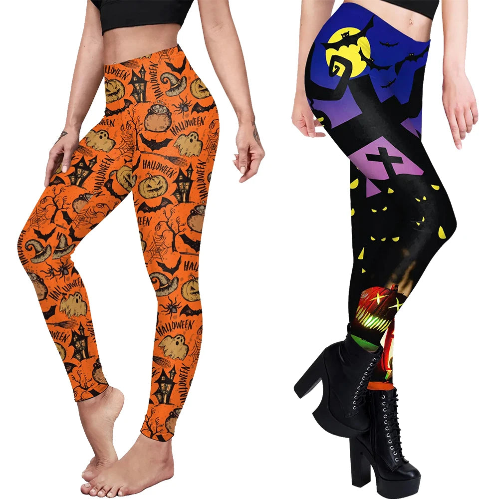 [You're My Secret] Leggings for Women Halloween Fashion Digital Printing Sexy Holiday Party Pants Female Elastic Tights Trousers