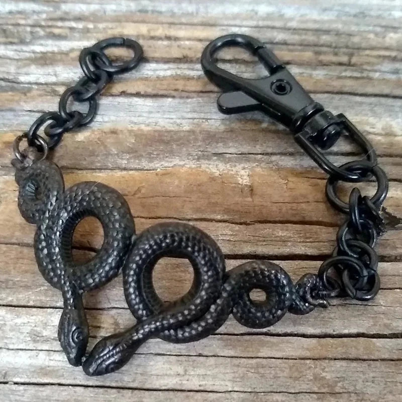 Medusa Black Snake Bracelet | Gothic Chain Jewelry | Witchy Snake Bracelet