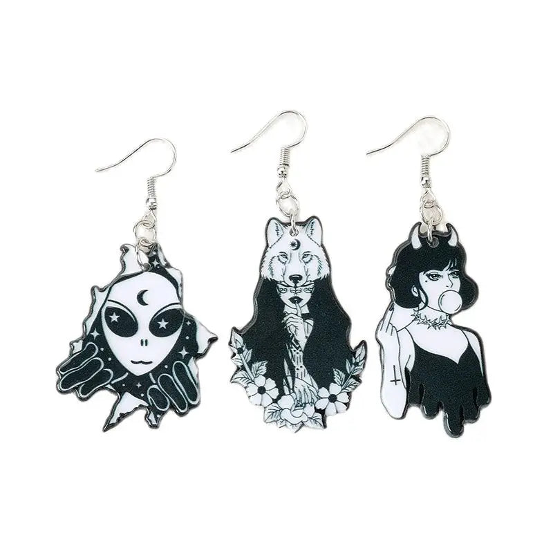 1 Pair of Alien Drop Earrings - Creative Acrylic Bad Girl Devil Design for Women's Jewelry, Ideal for Holiday Gifts