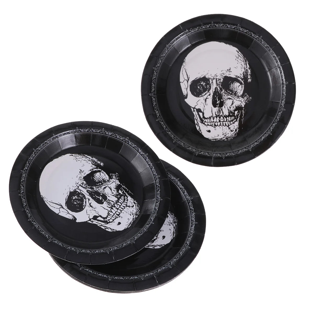 10 PCS Skull Pattern Halloween Paper Plates - Disposable Fun Party Plates, Perfect for Halloween Parties and More