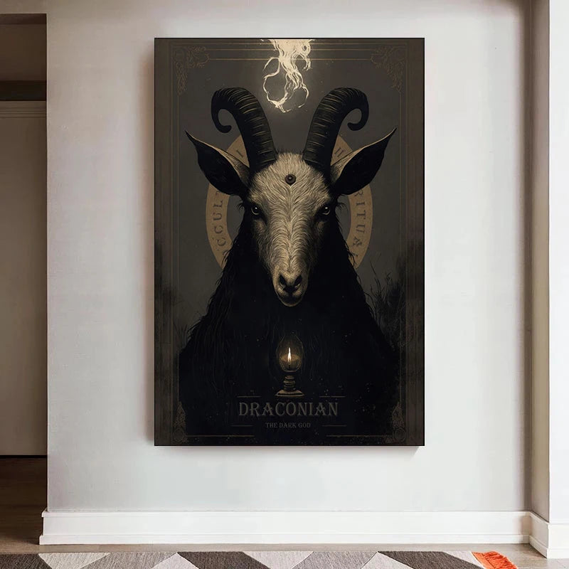 Gothic Occult Baphomet Canvas Poster - Wall Art Picture Decor for Living Room Home