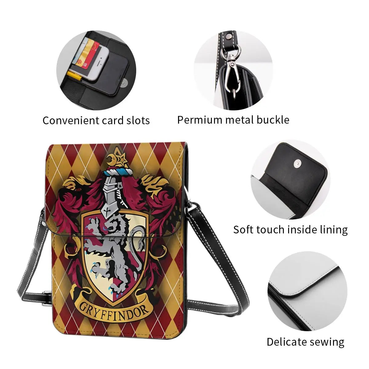 House Badge Shoulder Bag Anime The Boy Who Lived Aesthetic Leather Outdoor Mobile Phone Bag Women Bags