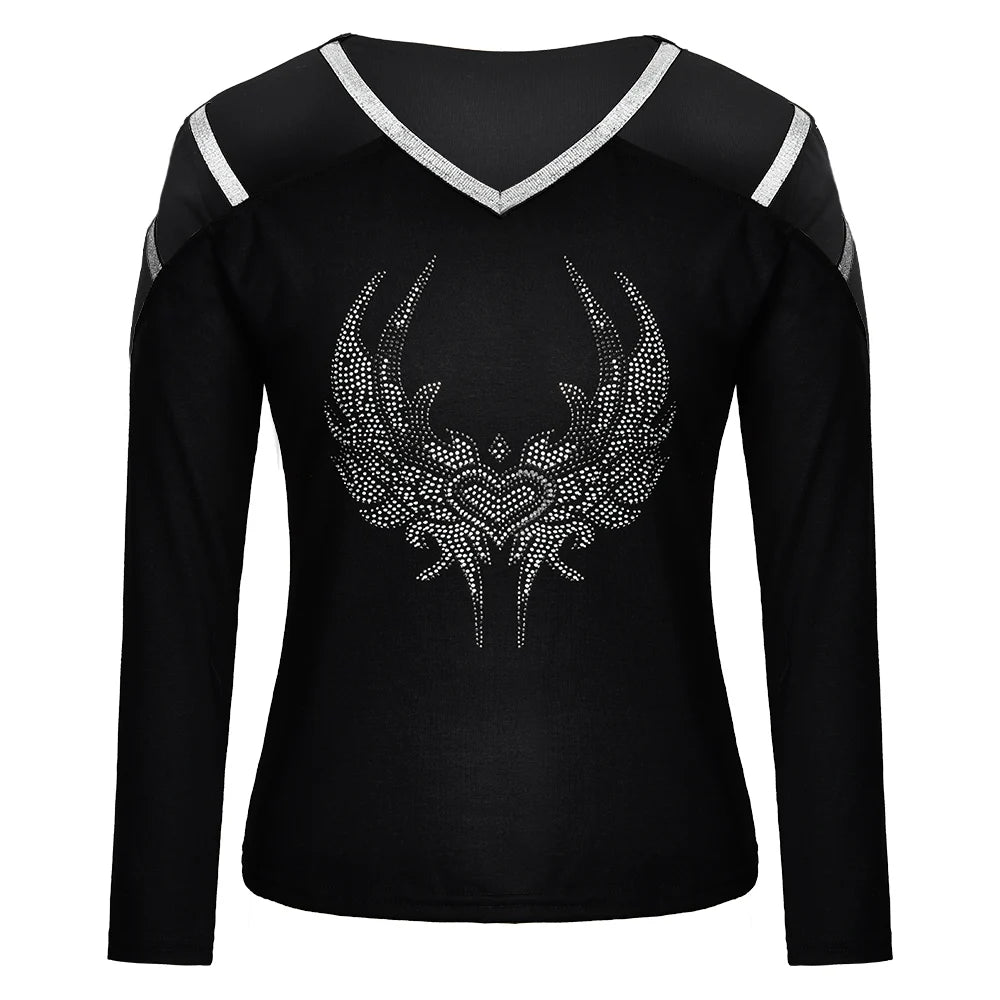 Solid Casual Blouses - Women's Long Sleeve T-Shirt Tops, Loose Pullovers, Sexy Club Y2K Top