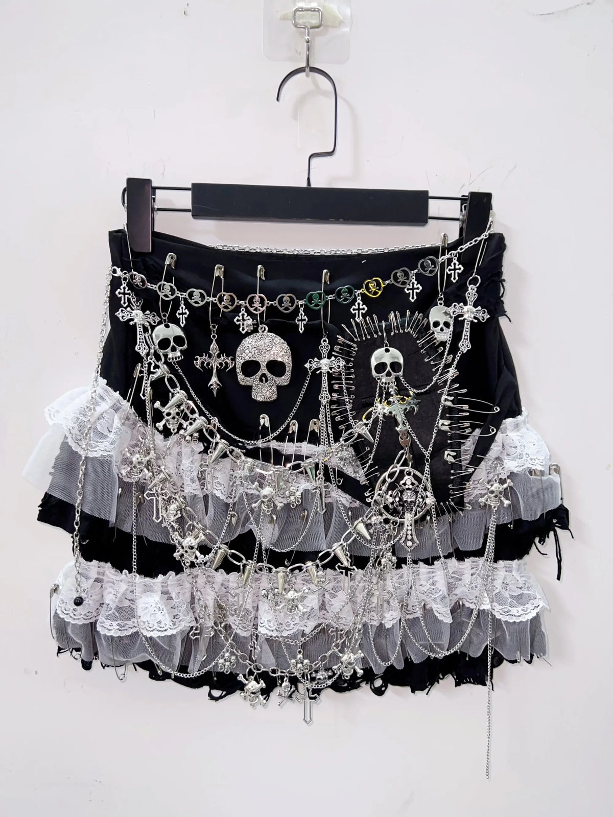 Cross Gothic Skirt | Y2K Fashion Punk Lolita Lace Skull E-Girl Clothes