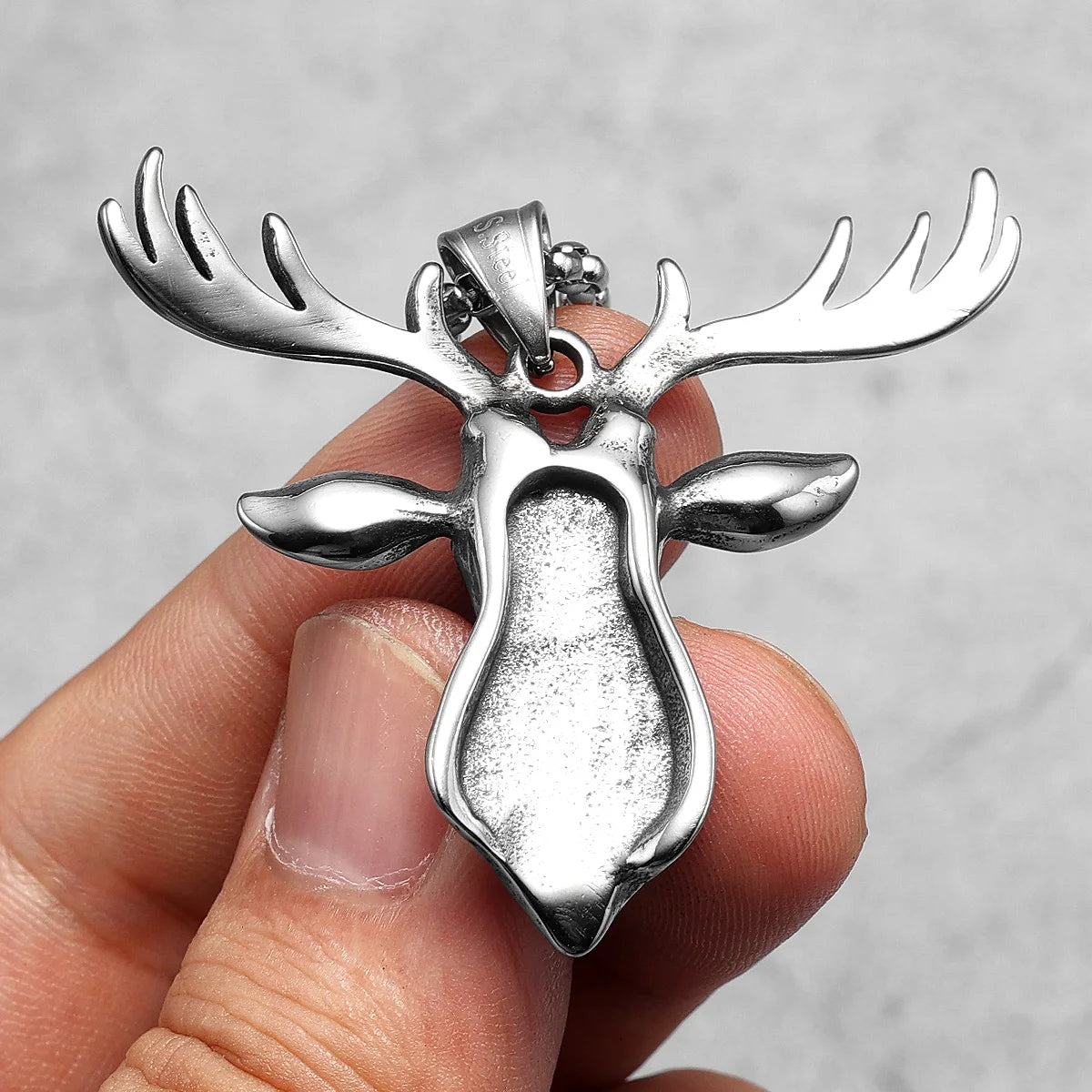 Deer Pendant Necklace for Men – Ancient Reindeer Design, Stainless Steel Gem Chain, Rock Punk Jewelry Gift for Friends