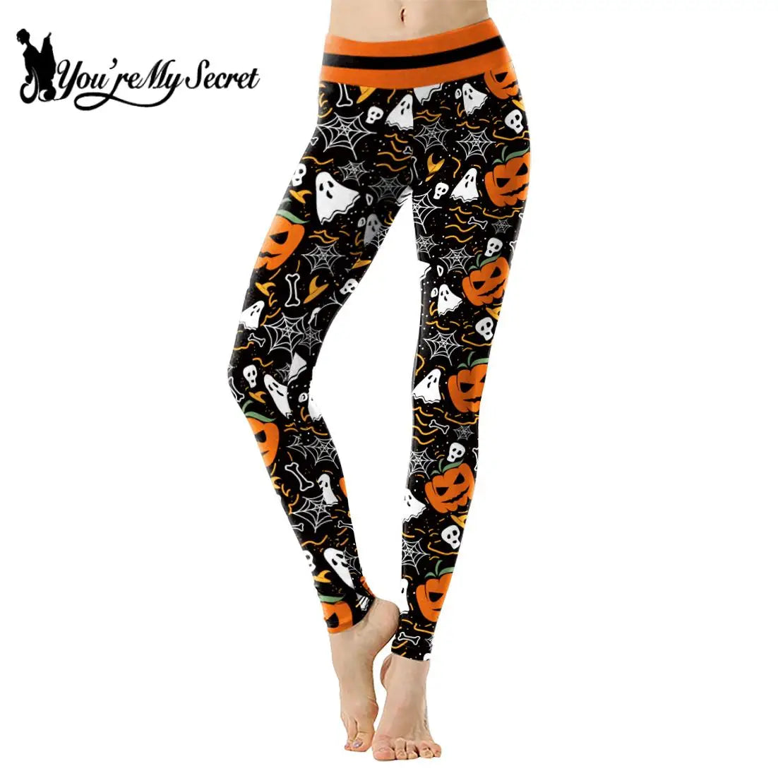 [You're My Secret] 2024 High Waist Women Legging Gothic Oversize Legins Pants Pumpkin Cartoon Fashion Leggings for Halloween