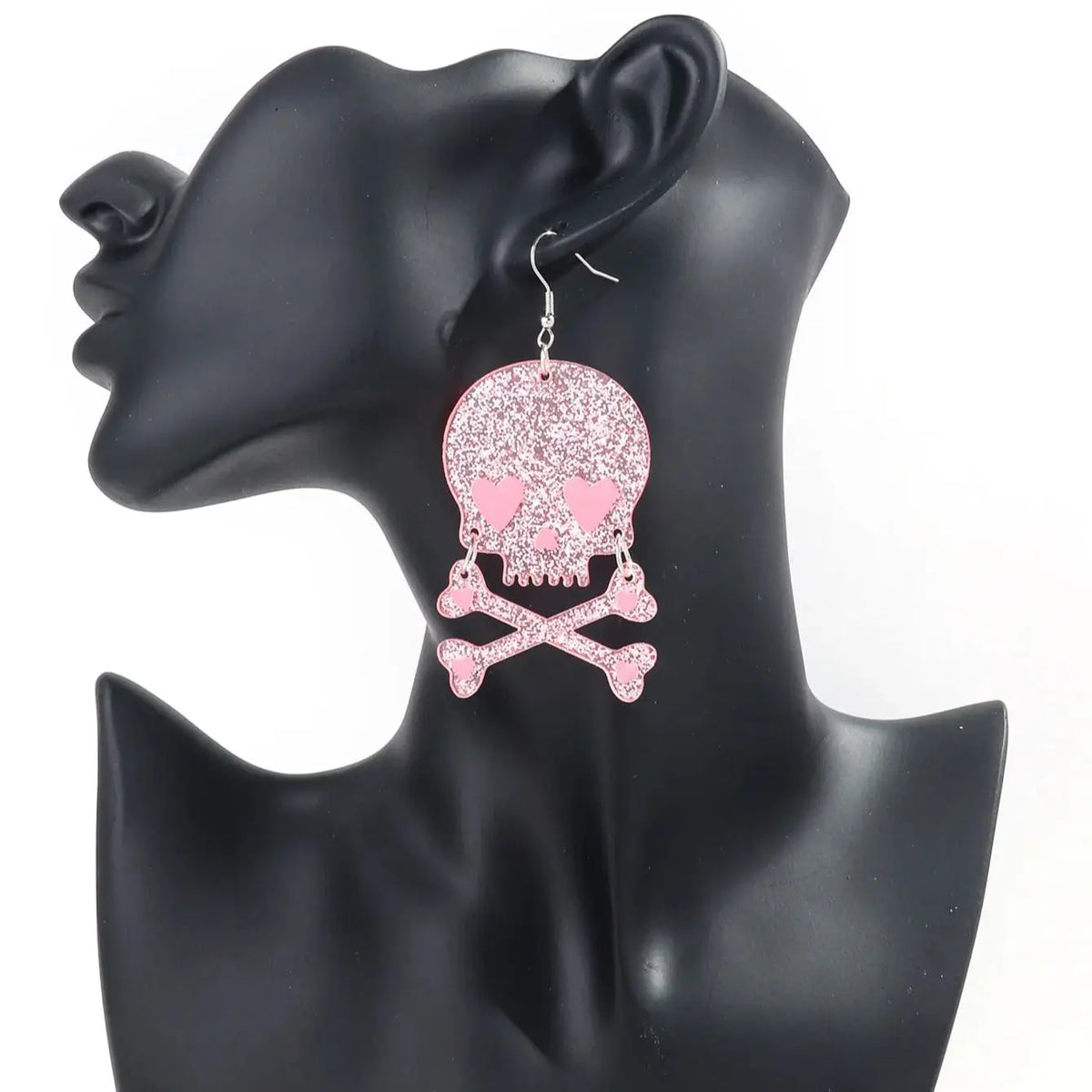 Cute Glitter Skull Head Acrylic Drop Earrings for Women - Funny Pink Cartoon Pendant Earrings 2024 Trend Jewelry Gifts