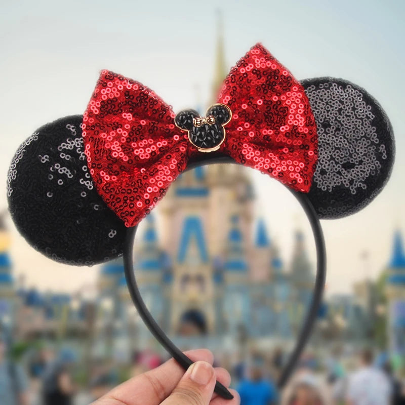 2024 New Halloween Mickey Mouse Ears Headbands Sequins Hair Bow Women Festival Party Cosplay Hairband Gift Kids Hair Accessories