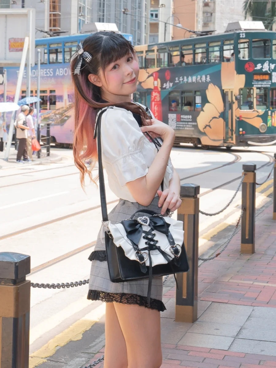 Love Messenger Bag – Lolita Female Bandage Crossbody with Sweet Heart Shoulder Strap