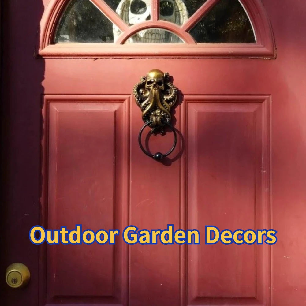 Octopus Skull Door Knocker – Unique Gothic Resin Handicraft for Home, Outdoor Garden Decor, and Towel Hanging Rack