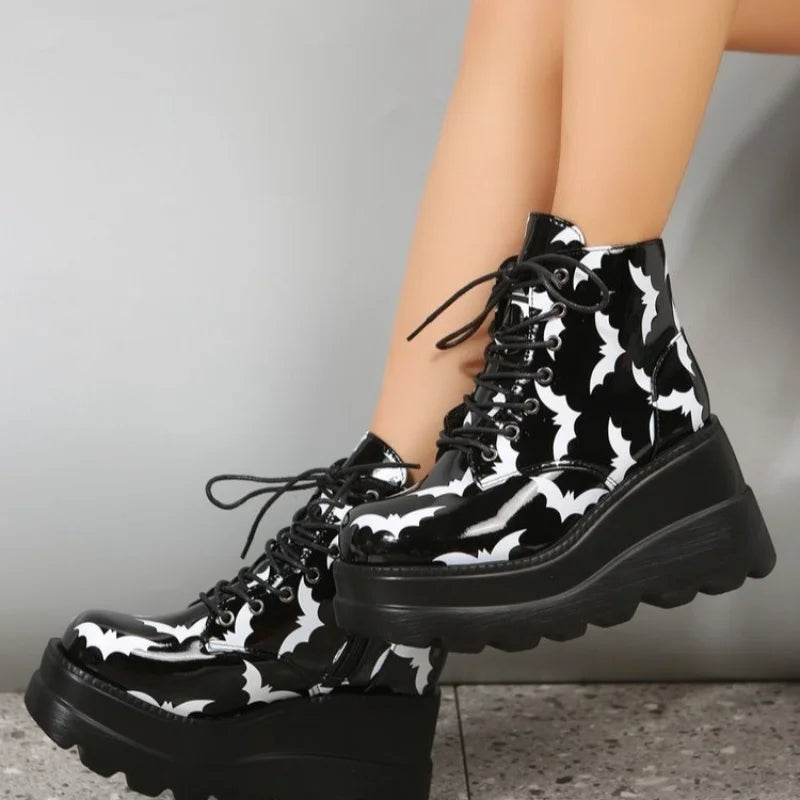 New Women's Gothic Black Ankle Boots - Short Tube Ladies' Ankle Boots