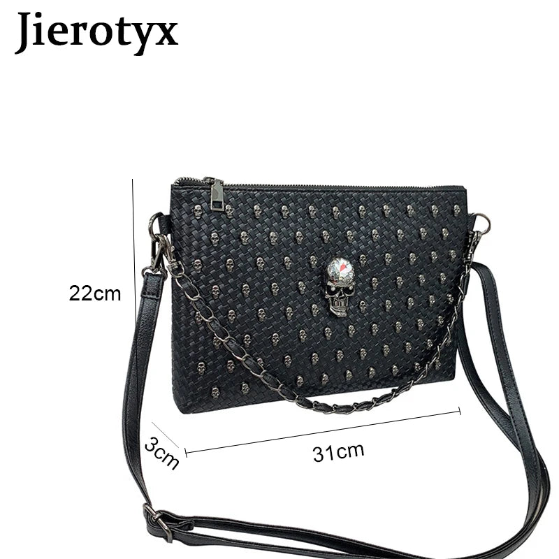 JIEROTYX Skull Gothic Purse Studded Spooky Punk Coffin Rivet Purses and Handbags Tote Handbag Crossbody Satchel Shoulder Bags