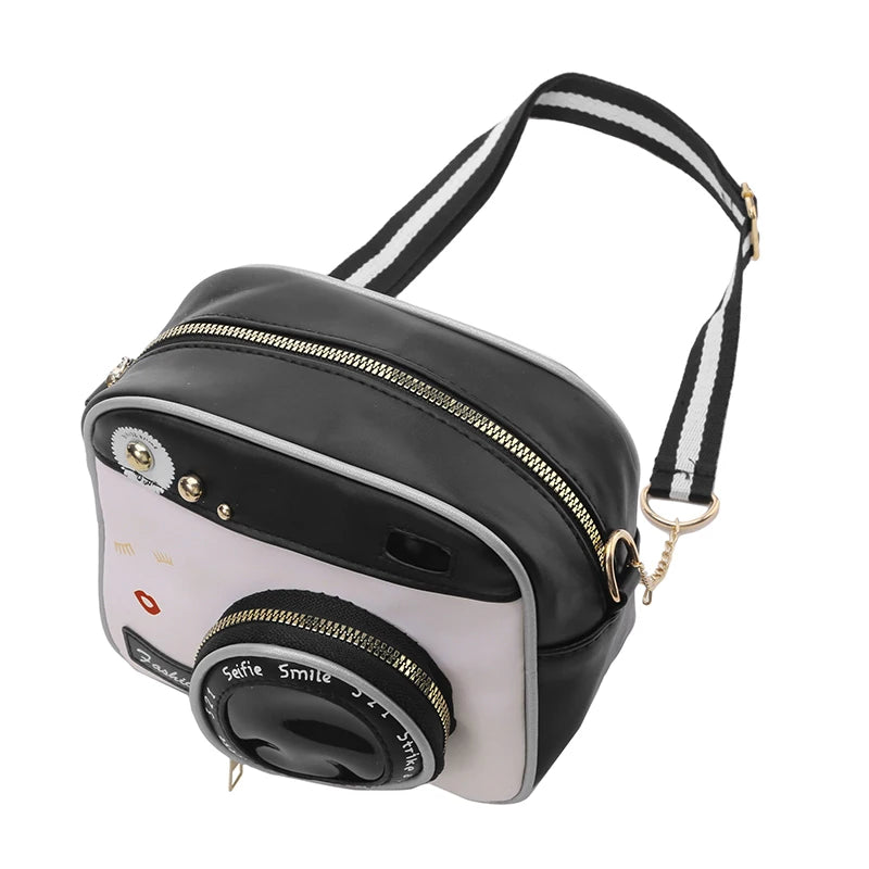 Retro Camera 3D Vintage Novelty Fashion Crossbody Messenger Style Handbag With Chain Strap