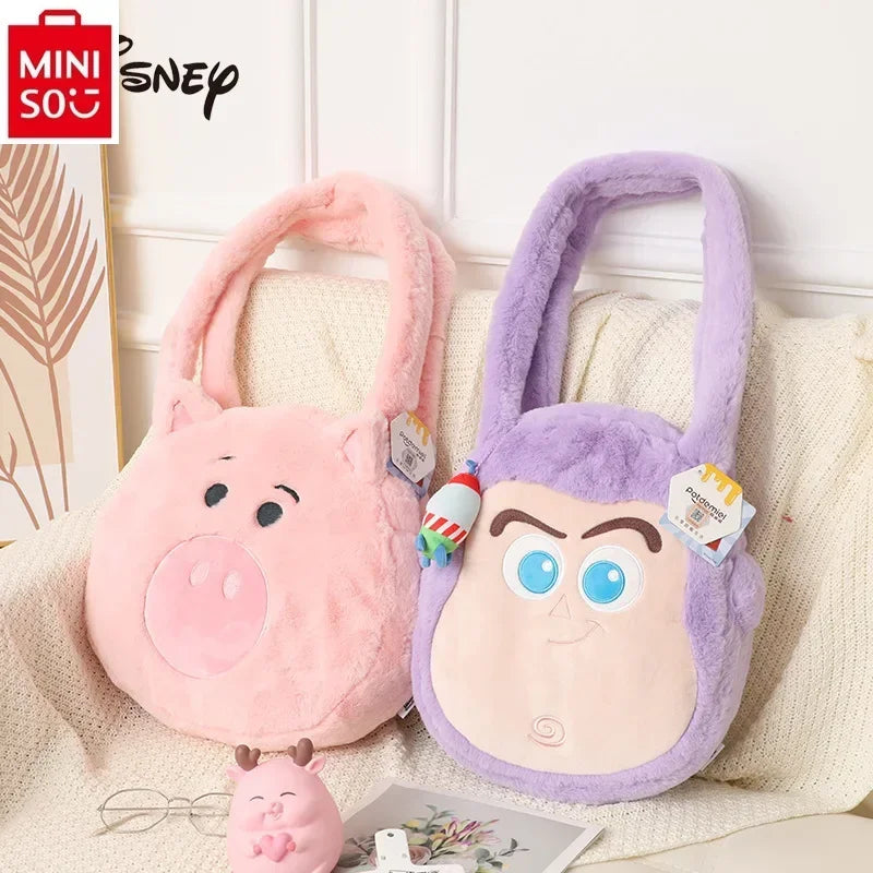 MINISO Disney Pixar Plush Doll Shoulder Bag Women's Fashion Versatile Large Capacity Storage Handbags