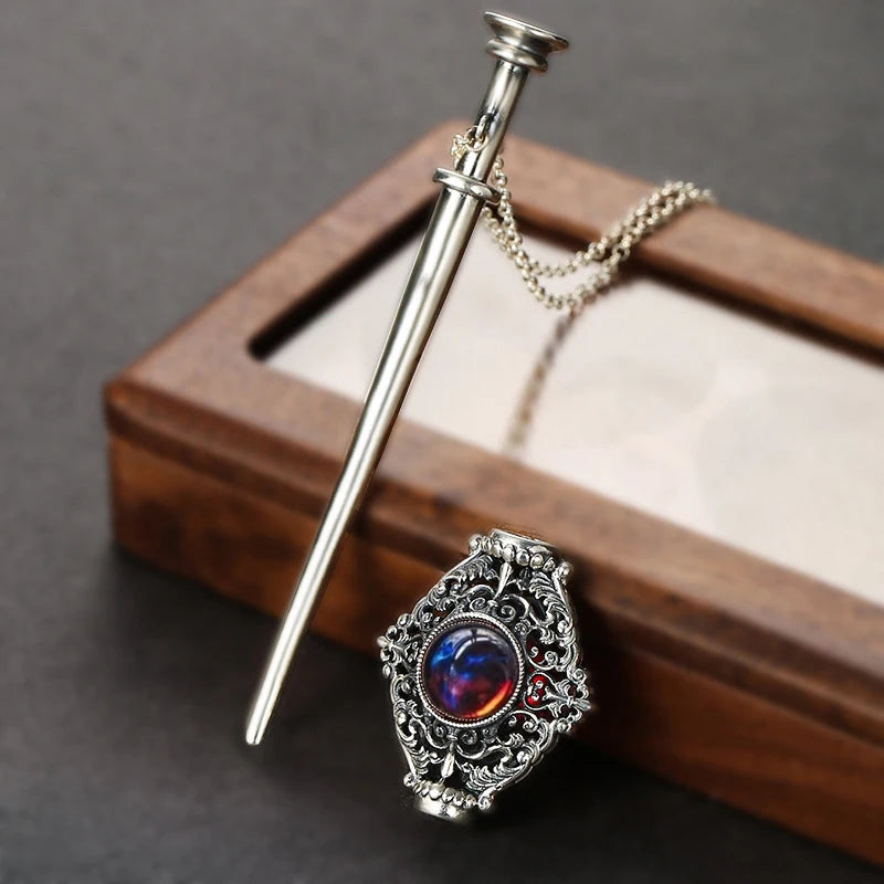 Magic Witch Wand Pendant | Witchcraft Retro Blood Pack Detachable Wand Necklace | Couple Cosplay Jewelry for Men and Women Gift