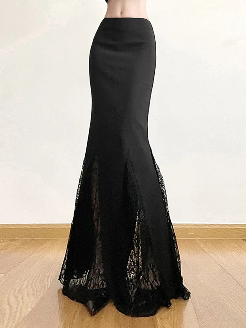 French Black Lace High-Waist Fishtail Skirt - Sexy Elegant Slim Fit Summer Skirt for Women