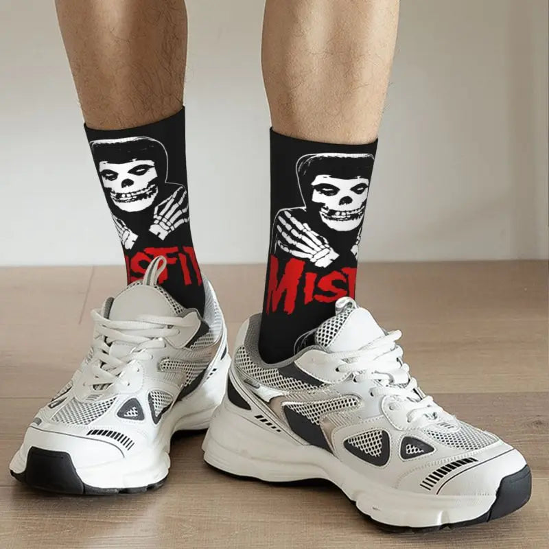 Cute Men's Misfits Horror Punk Rock Band Dress Socks Unisex Warm Comfortable 3D Printing Crew Socks