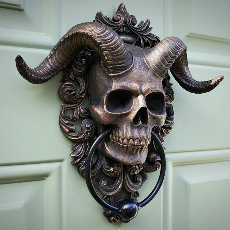 Gothic Goat Skull Door Knocker - Resin Hell Demon Skull Hanging Pendant for Home Decoration