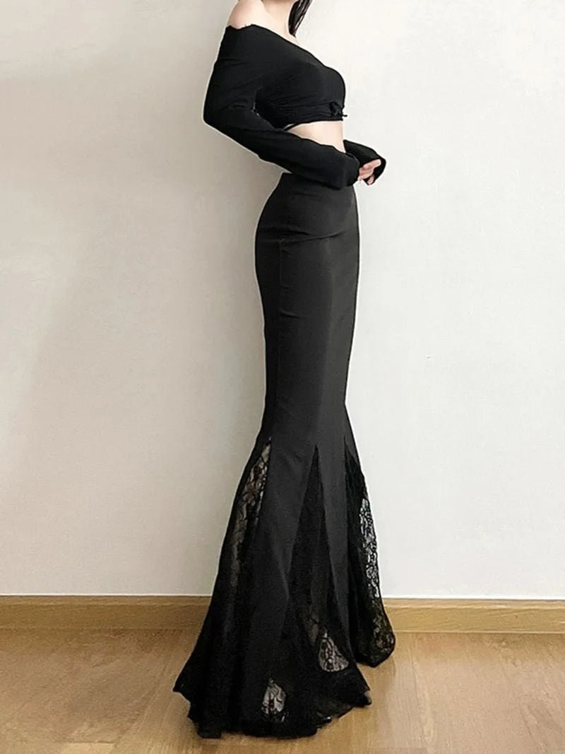 French Black Lace High-Waist Fishtail Skirt - Sexy Elegant Slim Fit Summer Skirt for Women