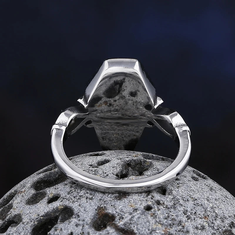 2023 Gothic Coffin Ring with Flower and Glass - Fashion Gift for Men and Women