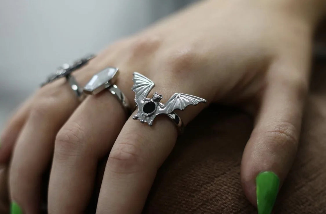 European Gothic Vampire Bats Witch Ring | Fashion Jewelry for Women, Pagan Holiday Gifts