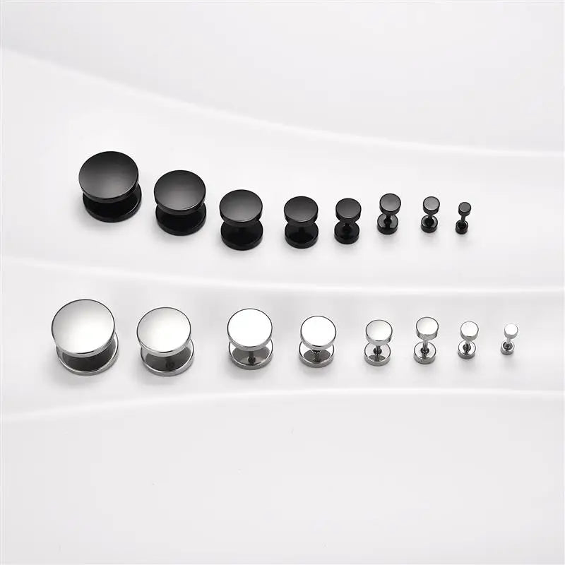 2 Piece Punk Stainless Steel Screw Dumbbell Gothic Stud Earrings For Women Men Street pop Hip Hop Rock Hypoallergenic Earrings