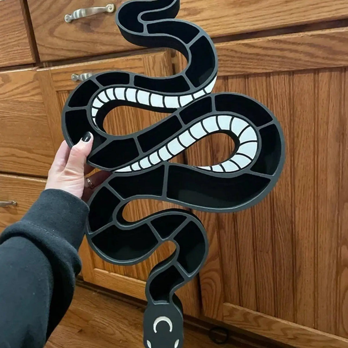 Wooden Snake Shape Display Shelf | Crystal Storage Rack | Gothic Wall Hanging Home Decor Ornament