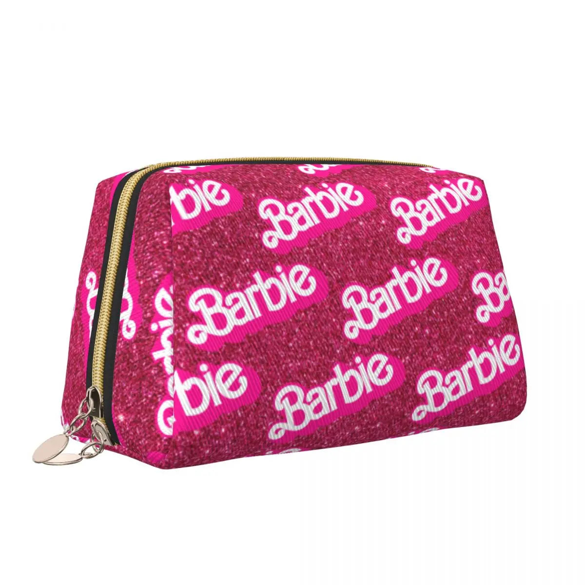 Stylish Pink Barbie Makeup Bag - Large Capacity Cosmetic Bag with Zipper, Perfect for Girls' Beauty Accessories and Toiletries