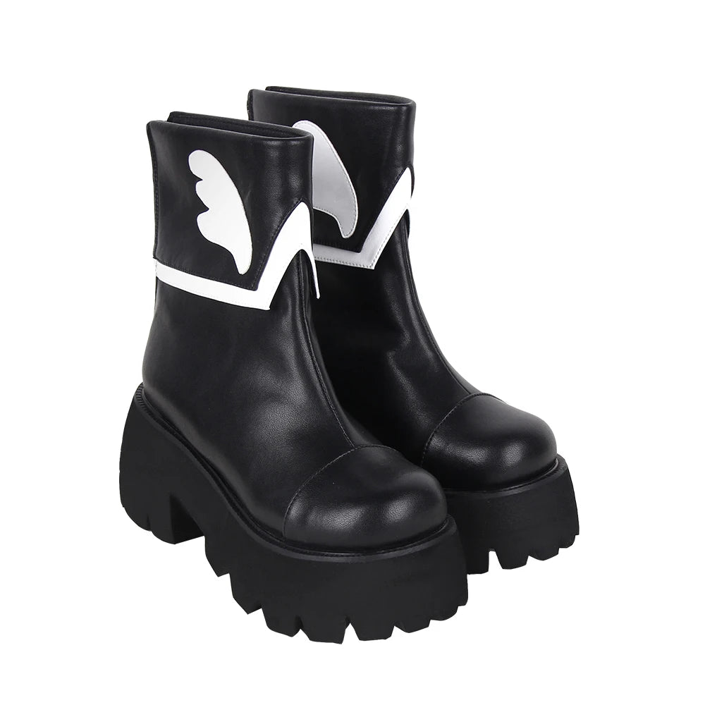 Women’s Gothic Motorcycle Punk Boots - Short Ankle High Heel Pumps with 10cm Heel