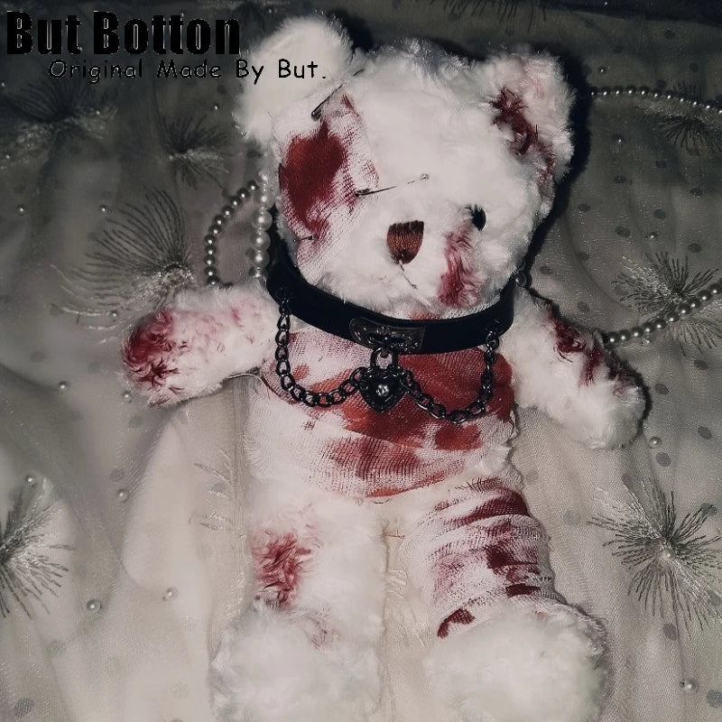 Lolita Goth 90's Throwback Bloody Gauze Soft Plush Teddy Bear Novelty Crossbody Handbag