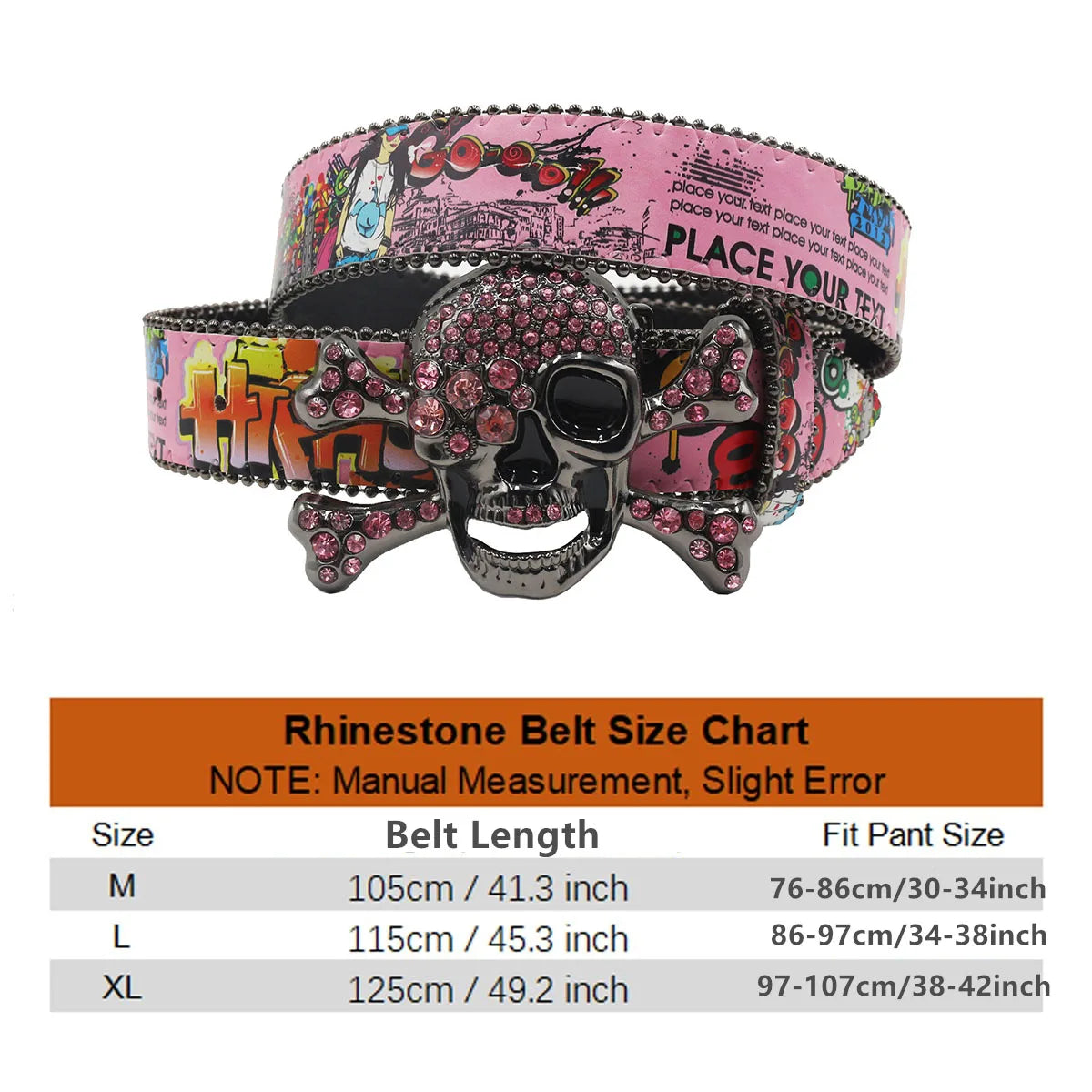 Big Skull Punk Black Rhinestone Belt Ladies Designer Belt Diamond Soldier Belt Western Cowboy Y2K Fashion Belt Hip Hop Graffiti