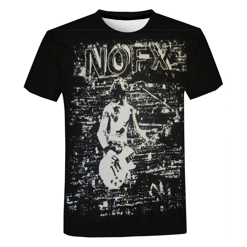 Punk Rock Band Nofx 3D Print Round Neck Short Sleeved Graphic Print Tee Shirts