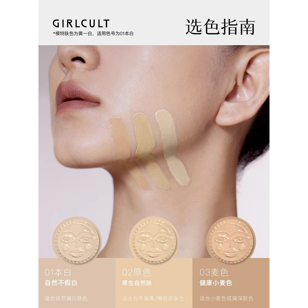 Girlcult Shimmer Air Cushion Liquid Foundation - Lightweight Thin Fit Concealer for Oily Skin, Long-Lasting Makeup with Oil Control