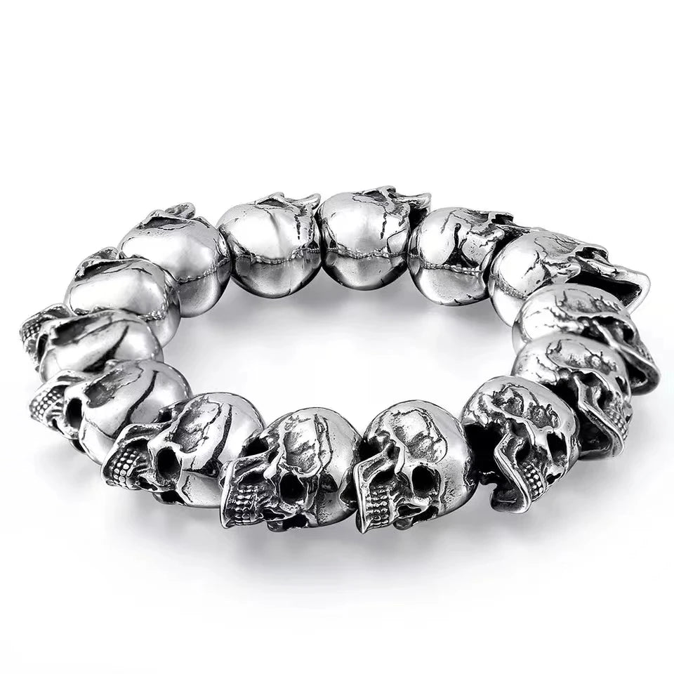 Boho Punk Gothic Skull Bracelet – Men's Retro Rock Beaded Party Accessories