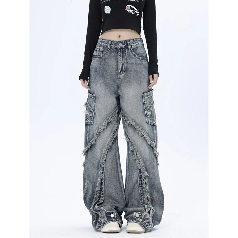 90’s Throwback Distressed Wide Leg Jeans