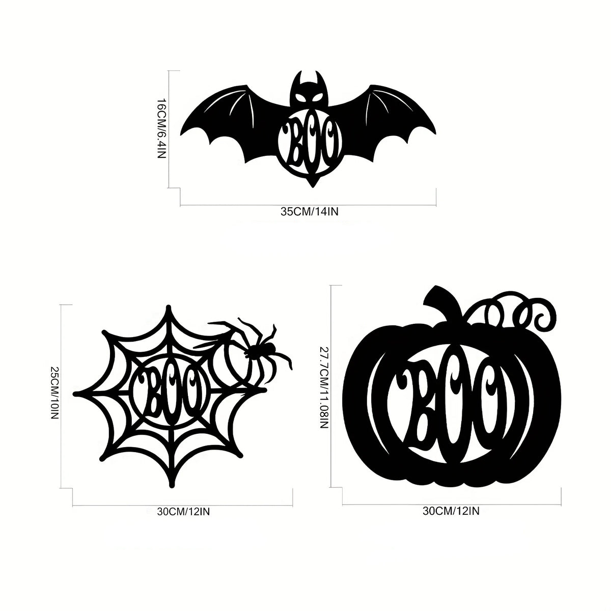 1PC Decorative Halloween Metal Wall Decor Pumpkins Bat Spider Web Boo Art Wall Pediment Wall Plaque for Door Home Window Kitchen